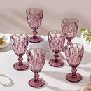 NESTASIA ROSE CRYSTAL RED WINE GLASS MAUVE SET OF 6 H04M21H59 - RED - Like New
