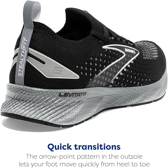 BROOKS MEN’S LEVITATE STEALTHFIT 6 RUNNING SHOE - BLACK/GRAY/OYSTER - SIZE 11 - Like New