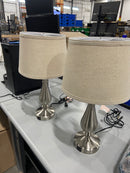 GENERIC MODERN SILVER TABLE LAMPS SET OF 2 22INCH TALL LAMPS LIVING ROOM BEDROOM - Like New