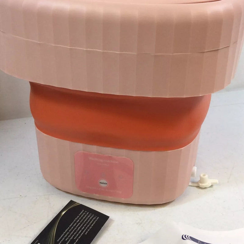 ZNOOOE TRAVEL ADJUSTABLE SPEED PORTABLE FOLDING MINI WASHING MACHINE - PINK Like New