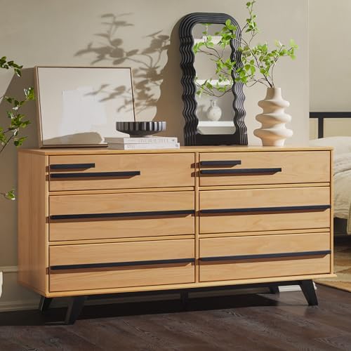 WALKER EDISON MALHIA CONTEMPORARY MINIMALIST SOLID WOOD DRESSER - NATURAL PINE - Like New
