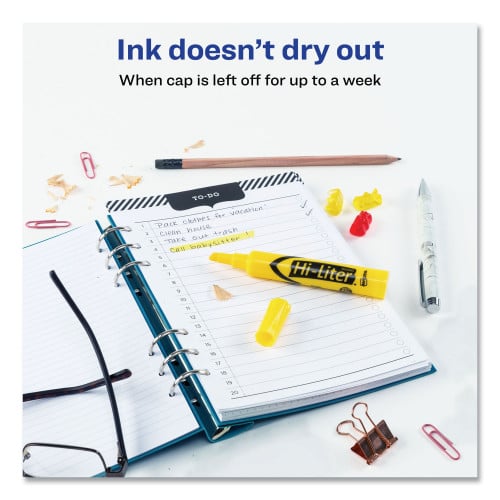 AVERY HI-LITER DESK-STYLE HIGHLIGHTERS CHISEL TIP DOZEN - YELLOW/BLACK - Brand New