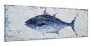 RFDEPOT ARTS Coastal Canvas Wall Art Hand Painted Tuna Fish Painting Blue White - Brand New