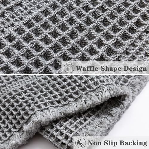 Upgraded Non Slip Bathroom Rugs Sets 2 Piece, Washable Waffle Bath Mats Set - Like New