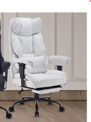 EFOMAO FABRIC OFFICE CHAIR BIG TALL OFFICE CHAIR 400 LB WEIGHT CAPACITY - WHITE - Like New