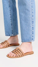 159999 TORY BURCH WOMEN'S INES CAGE SLIDES SIZE: WOMEN 7.5 CAMELLO/CAMELLO - Brand New