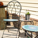 Sunnydaze Mosaic Tile Folding Bistro Chairs with Iron Frame - Set of 2 - Like New