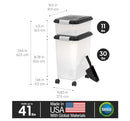 IRIS USA 30 lb + 11 lb Airtight Pet Food Storage Containers with Wheels - Brand New
