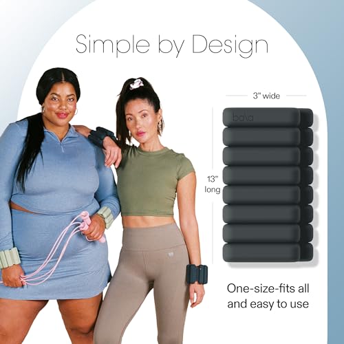 Bala adjustable ankle wrist weights 2pc, silicone sleeve, blue blush, charcoal - Like New