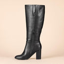 AMAZON ESSENTIALS WOMEN'S TALL BOOTS CHUNKY BLOCK HEEL SIZE 9 BLACK - Like New