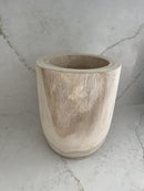 Medium Paulownia Hand Carved Word Vase by Found Home 11.8x9.8x7.5 - Brand New