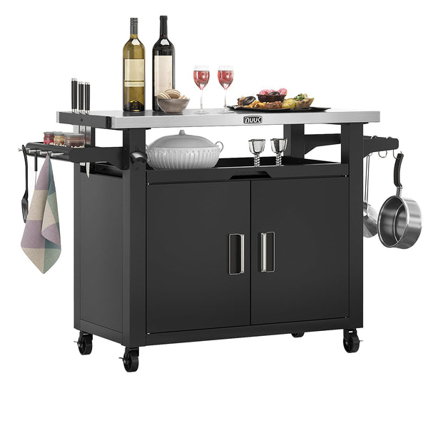 NUUK OUTDOOR GRILL CART STORAGE CABINET KITCHEN ISLAND PREP TABLE MC810A - BLACK - Like New