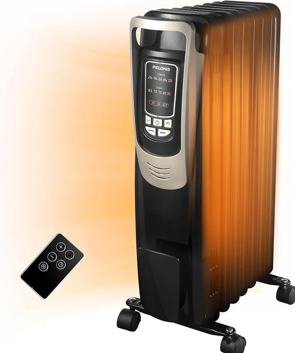 PELONIS Champagne Oil Filled Radiator Heater Remote PH-14A - - Scratch & Dent