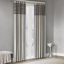 MADISON PARK CURTAINS ROD POCKET, DUNE PIECED BACK, 42 X 84", GREY WITH STRIPES - Like New