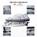 RVMasking Upgraded 900D Trailerable Full Size Boat Cover Gray V-Hull Runabouts - Brand New