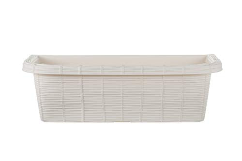 APOLLO EXPORTS INTERNATIONAL AP-30312 23.5" RAILING PLANTER, RATAN LOOK - WHITE - Like New