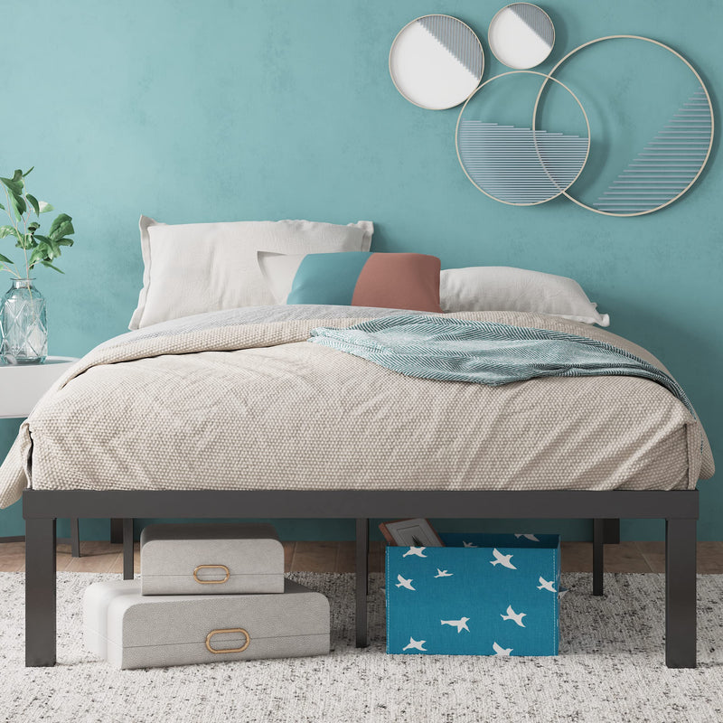 ZINUS LUIS 16 INCH QUICKLOCK METAL PLATFORM BED FRAME KING - BLACK - Like New