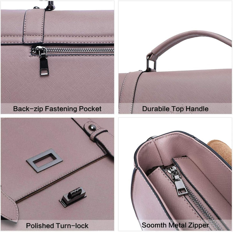 EaseGave Women's 17 Inch Laptop Briefcase, Saffiano Eco-leather YM0009 - Purple Like New