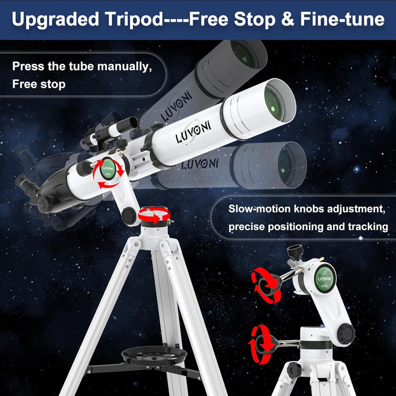 LUVONI 90mm Aperture 900mm Telescopes with Fine-tuning AZ - Scratch & Dent