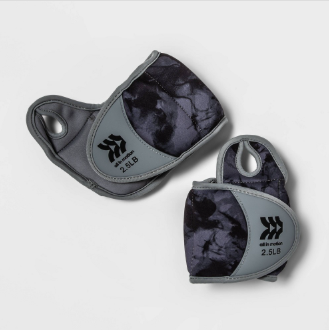 ALL IN MOTION ADJUSTABLE WRIST WEIGHTS 2.5LBS (1 PAIR) - BLACK/GRAY - Like New