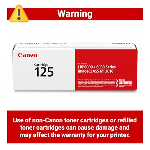 Canon 125 Black Toner Cartridge Compatible with MF3010, MF3010 VP, LBP6030W - Brand New