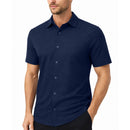 JAMES TAILOR MEN'S SHORT SLEEVE KNIT BUTTON DOWN SHIRT - SIZE: MEN L - NAVY - Like New