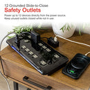GE ULTRAPRO 12 OUTLET SURGE PROTECTOR, TETHERED 2 USB PORTS, 11824 - BLACK - Like New