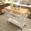 LOVTIMBER MOBILE KITCHEN CART, KITCHEN ISLAND ON WHEELS WITH 2 DRAWERS - WHITE - Like New