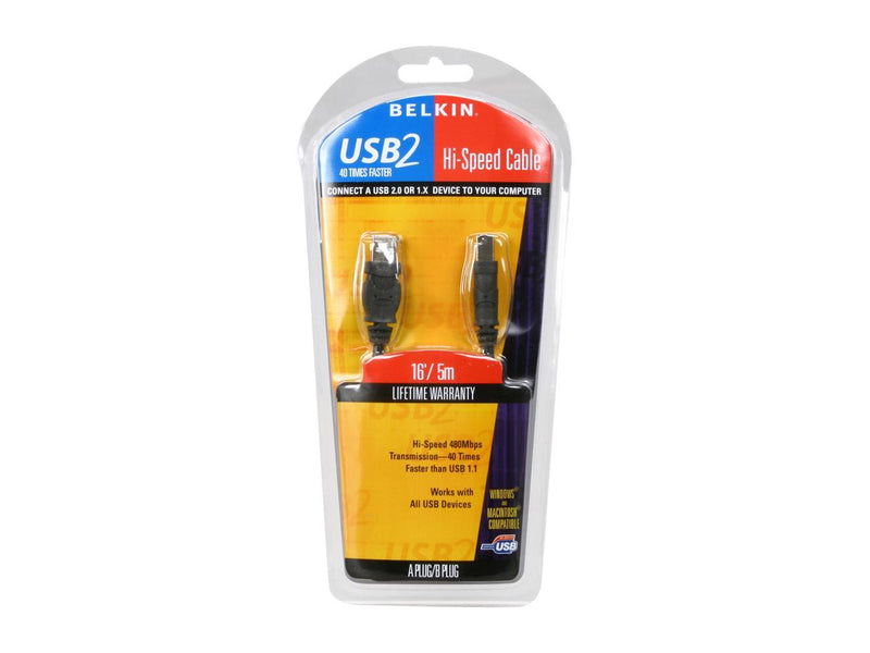 Belkin F3U133-16 Black Pro Series USB2.0 Device Cable (A/B)