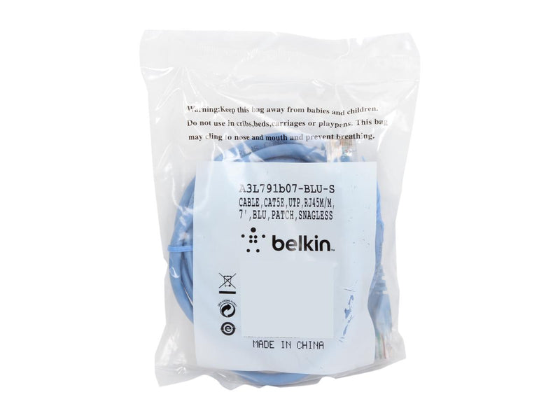 Belkin A3L791b07-BLU-S 7 ft. Cat 5E Blue Patch Cable