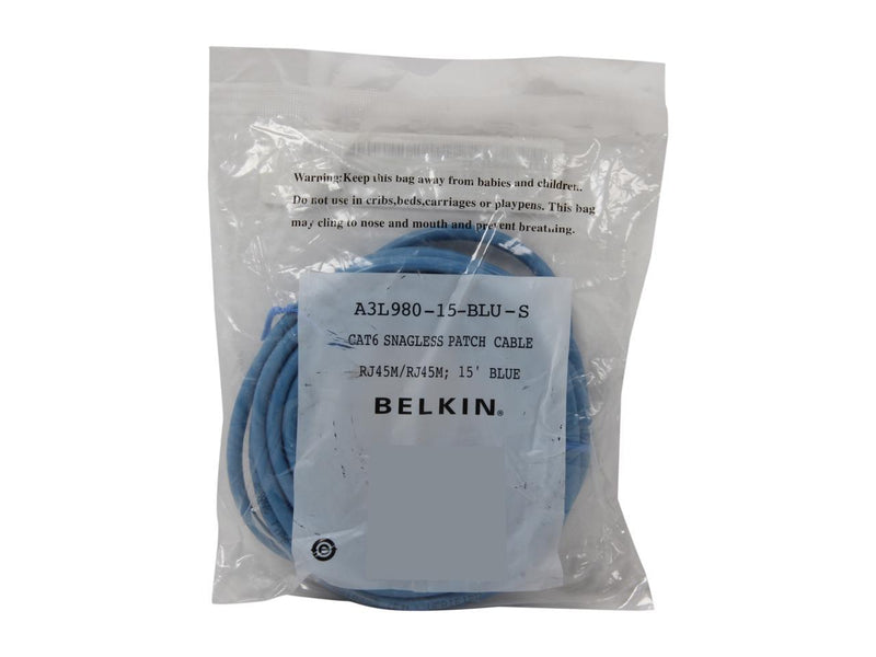 Belkin A3L980-15-BLU-S 15 ft. Cat 6 Blue Patch Cable