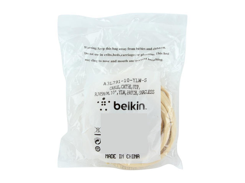 Belkin A3L791-10-YLW-S 10 ft. Cat 5E Yellow Network Cable