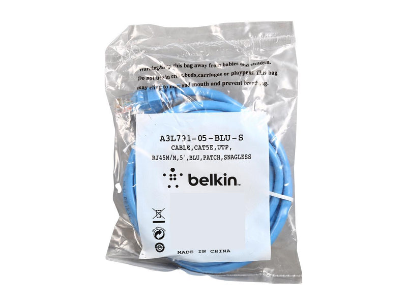 Belkin A3L791-05-BLU-S 5 ft. Cat 5E Blue Network Cable
