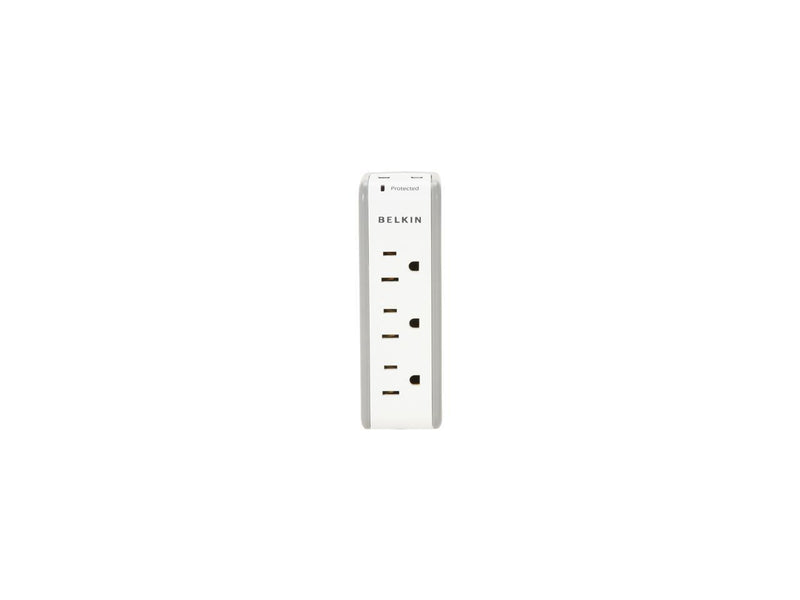 BELKIN BZ103050-TVL Wall Mount 3 Outlets 918 Joules Mini Surge Protector with 2