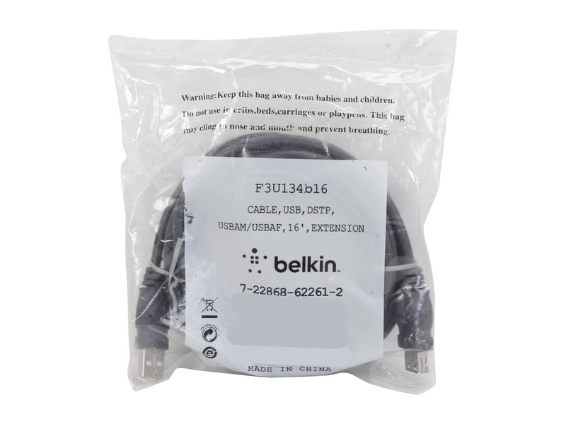 Belkin F3U134B16 Black PRO Series USB Extension Cable