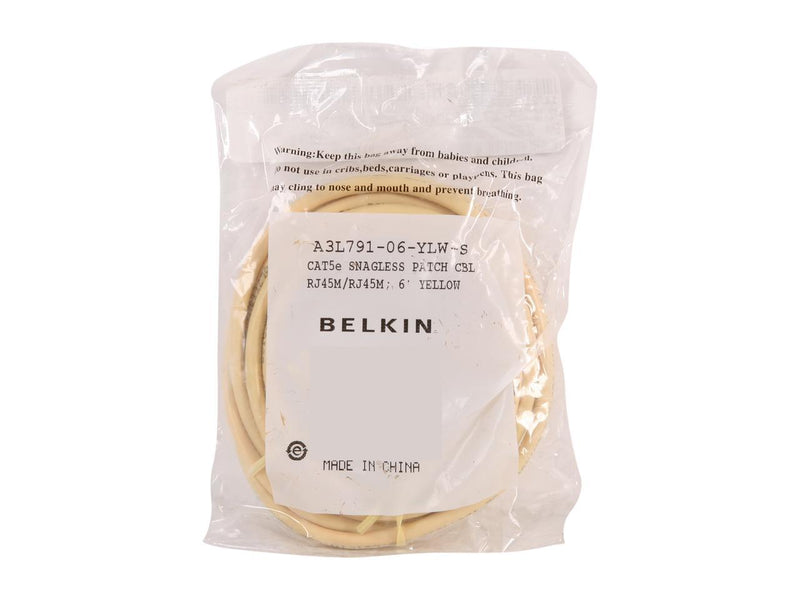 Belkin A3L791-06-YLW-S 6 ft. Cat 5E Yellow Patch Cable CAT5e RJ-45M / RJ-45M