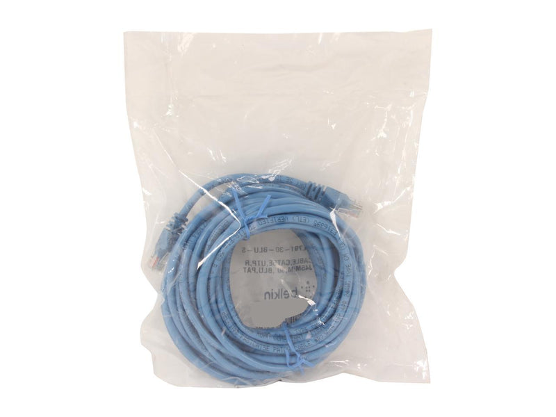 Belkin A3L791-30-BLU-S 30 ft. Cat 5E Blue Patch Cable CAT5e Snagless RJ-45M /