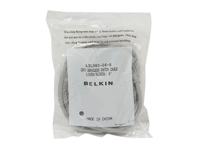 Belkin A3L980-06-S 6 ft. Cat 6 Gray Network Cable