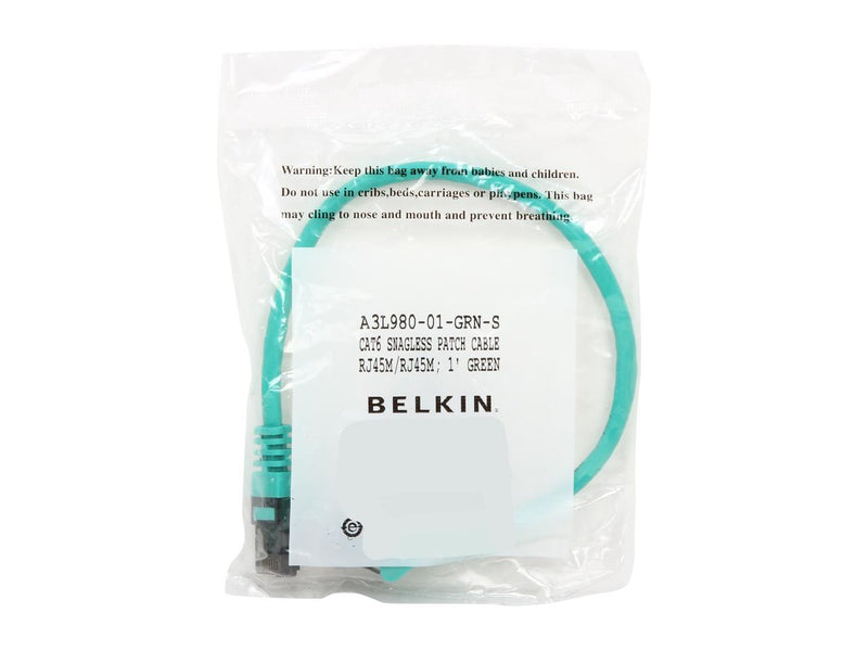 Belkin A3L980-01-GRN-S 1 ft. Cat 6 Green UTP Patch Cable