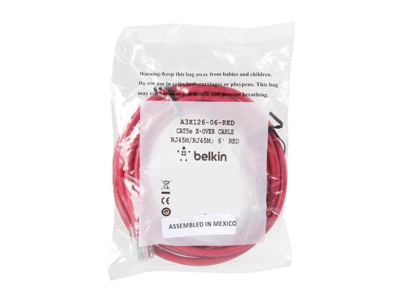 Belkin A3X126-06-RED 6 ft. Cat 5E (Crossover) Red Cable