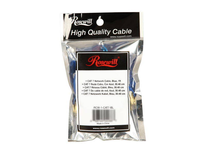 Rosewill RCW-1-CAT7-BL 1 ft. Cat 7 Blue Shielded Twisted Pair (S/STP) Networking