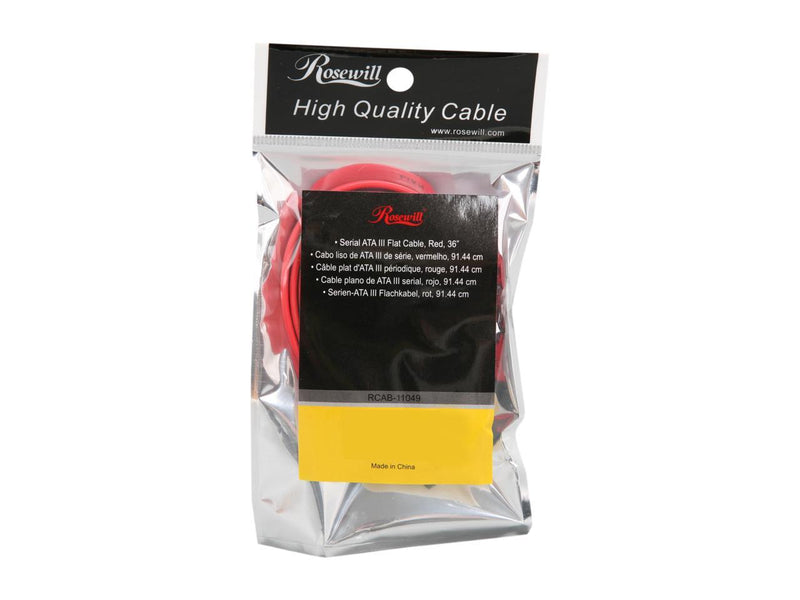 Rosewill RCAB-11049 SATA III Red Flat Cable w/ Locking Latch, Supports 6 Gbps, 3