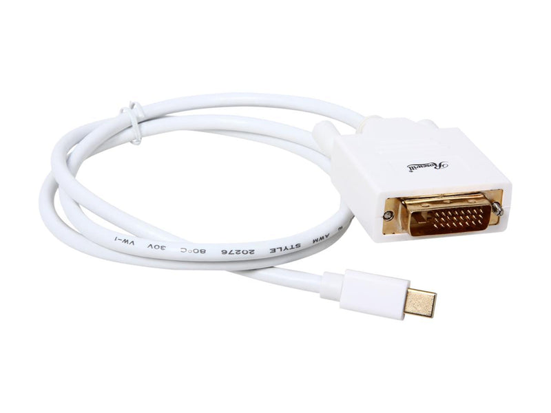 Mini DisplayPort to DVI Cable, White, 3 Feet Mini DP to DVI Cable with