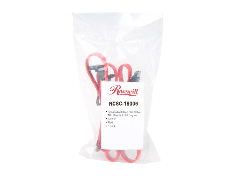 Rosewill RCSC-18006 [3-Pack] SATA Cable 90 Degree Right Angle SATA III 6.0 Gbps,