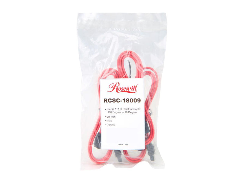 Rosewill RCSC-18009 [3-Pack] SATA Cable 90 Degree Right Angle SATA III 6.0 Gbps,
