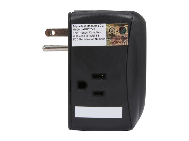 TRIPP LITE TRAVELER100BT 6 ft phone cable 2 Outlets 1050 joule Direct Plug-in