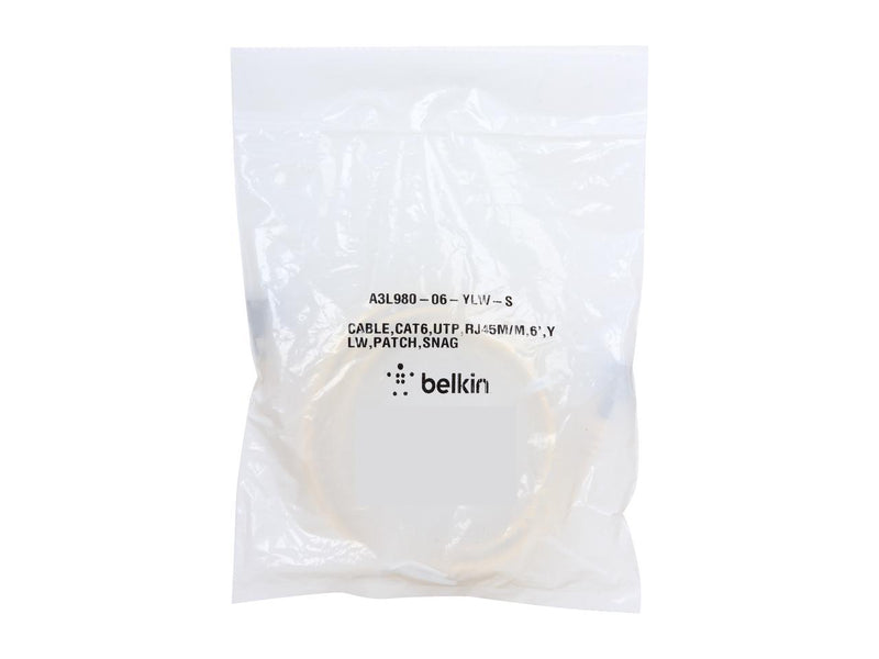 Belkin A3L980-06-YLW-S 6 ft. Cat 6 Yellow Cat.6 Snagless Patch Cable