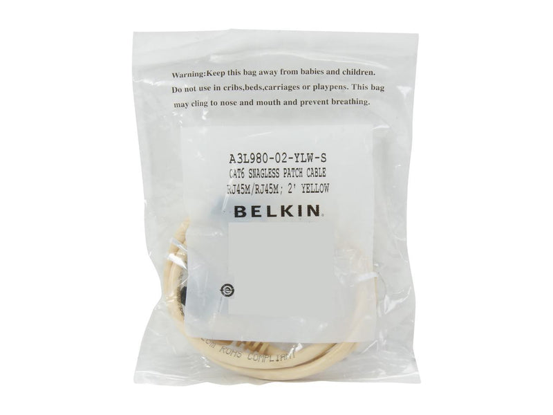 Belkin A3L980-02-YLW-S 2 ft. Cat 6 Yellow UTP Patch Cable