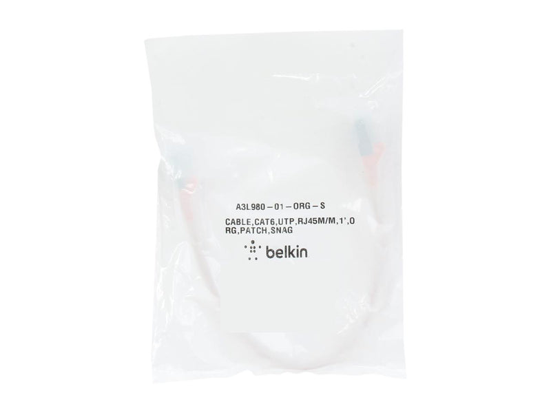 Belkin A3L980-01-ORG-S 1 ft. Cat 6 Orange Snagless Networking Cable