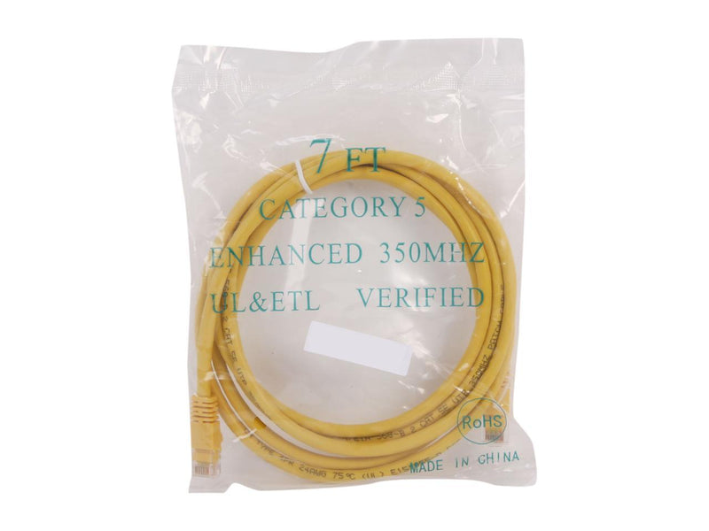 Link Depot C5M-7-YLB 7 ft. Cat 5E Yellow Network Ethernet Cable